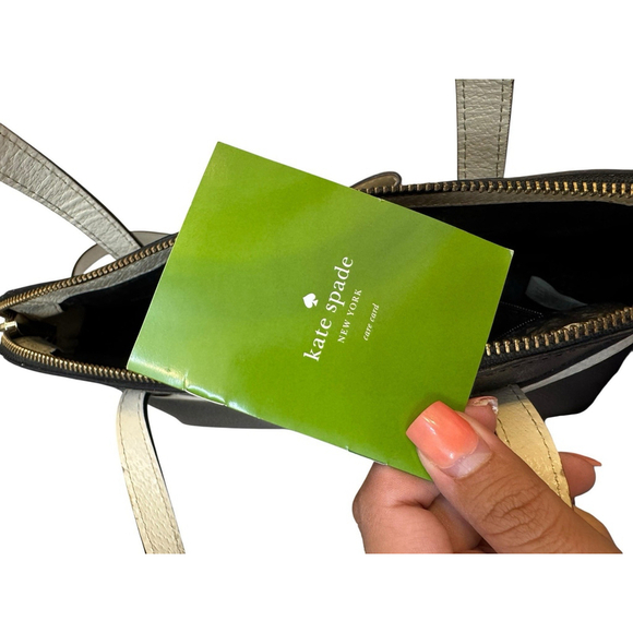 Kate Spade Kirk Park Saffiano Leather Bow Bag Purse Black With Crossbody Strap - Picture 10 of 10